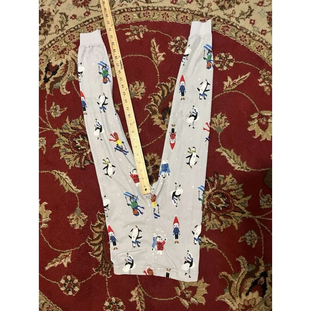 Unisex Kids Hanna Andersson Holiday Bears Skiing Pajama Comfy Pants Size 8
